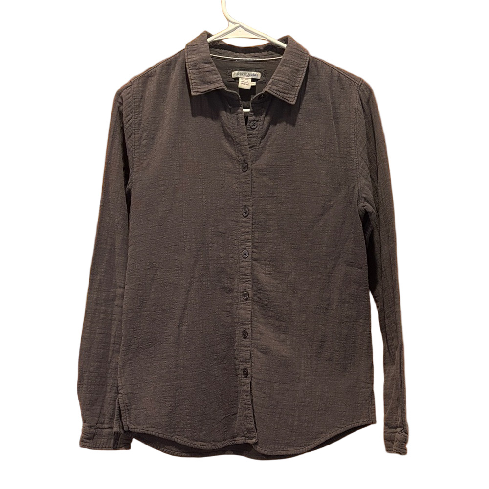 Carbon2Cobalt Grey Textured Long Sleeve Button Up 100% Cotton Women's Shirt XS